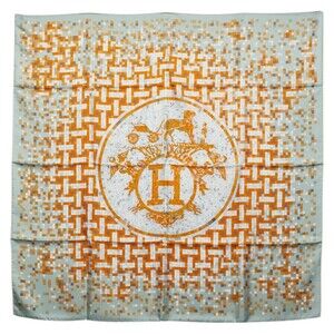 HERMES Orange Silk Scarf